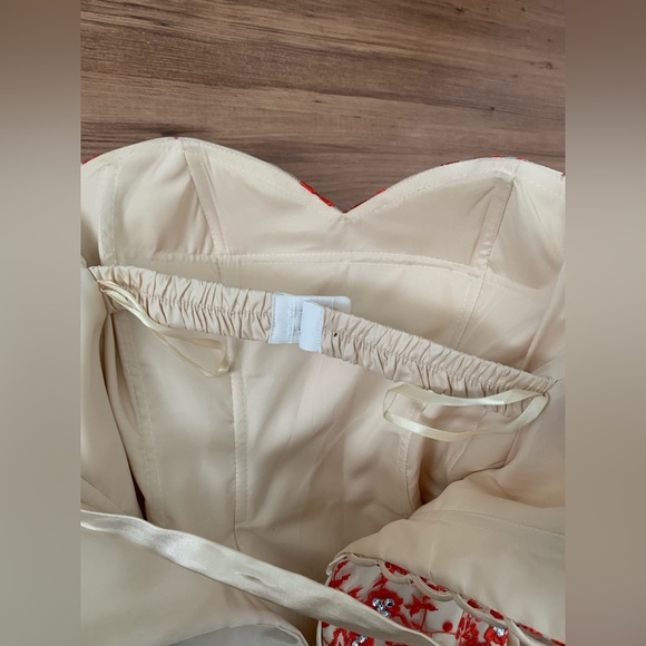 Red and White Lace Mermaid Gown with Train (Prom/Wedding Dress) - Picture 9 of 12